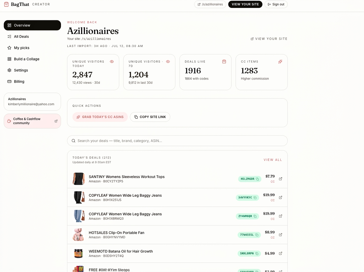 Your creator dashboard